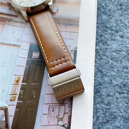 SEIKO Exquisite Dial Men's Watch Quartz Movement Creative Four Needle Dial High Quality Comfortable Fine Leather Multifunctional