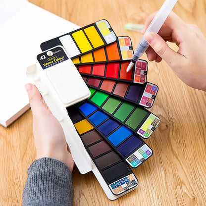 18/24/36/42 Colors Solid Watercolor Paint Set Professional Folding Water Color Pigment Brush Pen for School Art Supplies