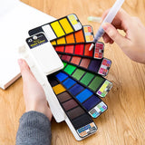 18/24/36/42 Colors Solid Watercolor Paint Set Professional Folding Water Color Pigment Brush Pen for School Art Supplies