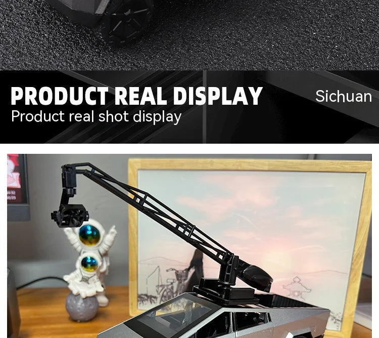 1:32 Toy Trucks for Boys Cybertruck Model Silver Pickup Truck Diecast Metal Toy Cars with Sound and Light for Kids Age 3 Year