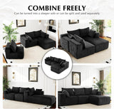 118" Compressed Sofa for Living Room L Shaped Boneless Couch, Modular Sectional Sofa, Sofa Bed Memory Foam Couches with Chaise