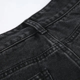 BKQU - Pantalones vaqueros rectos y holgados para mujer, cintura alta, pierna ancha, con diamantes de imitación, largos, moda urbana 2021, pantalones brillantes con diamantes