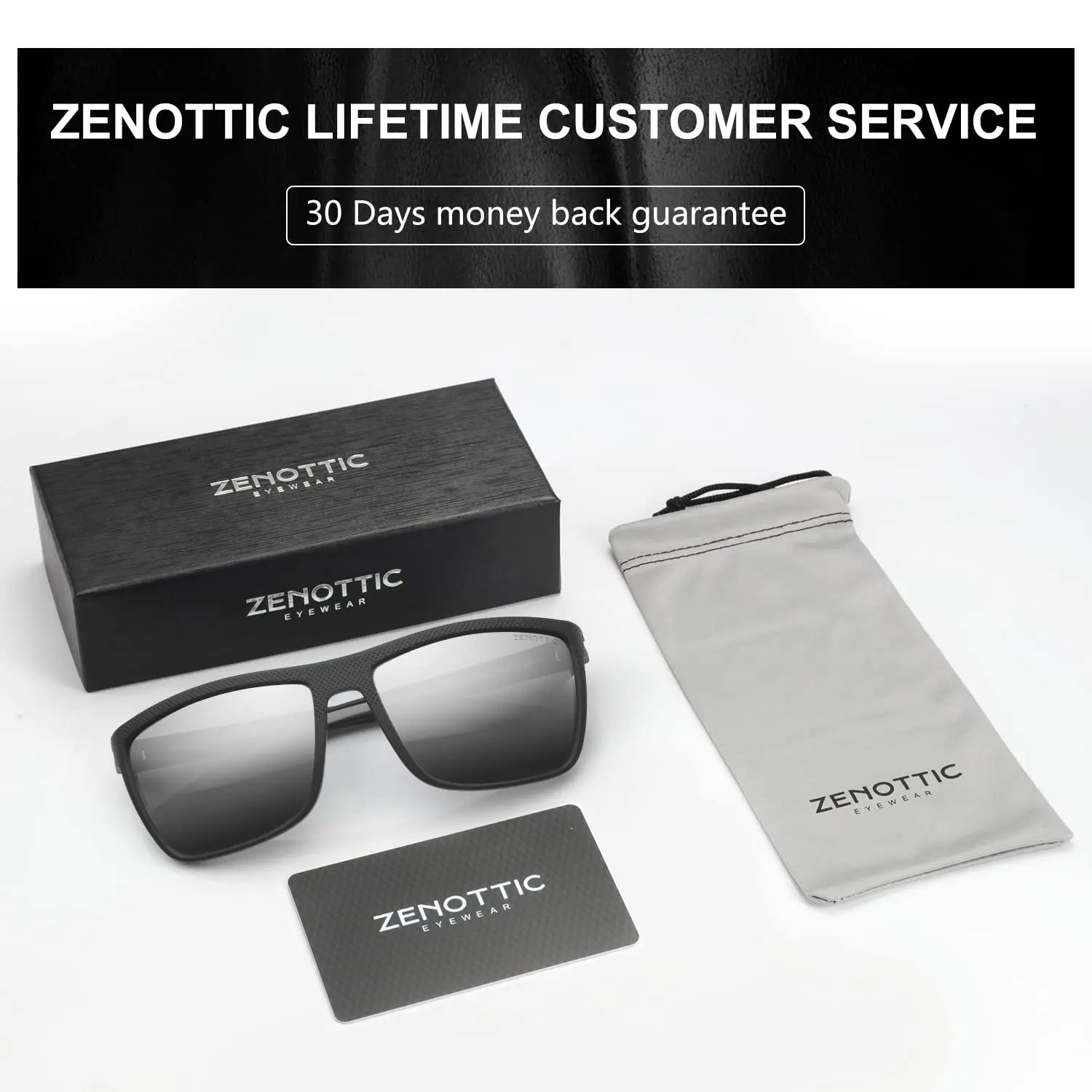 ZENOTTIC Polarized Sunglasses for Men Shades Lightweight TR90 Frame UV400 Protection Square Outdoor Travel Driving Sun Glasses