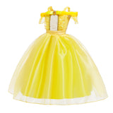 2025 Cosplay Belle Princess Dress Girls Dresses For Beauty and beast Party Clothing Magic stick crown Costume 3-12Y