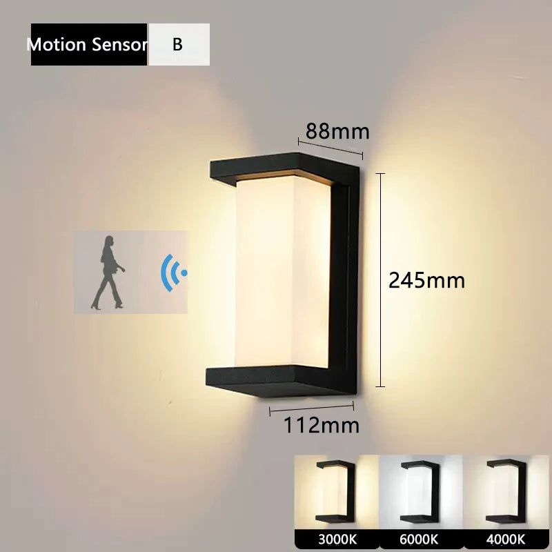 Led Outdoor Wall Light Waterproof IP65 Motion Sensor Led Outdoor Lighting Porch Lights Balcony Garden Lights Outdoor Wall Lamp