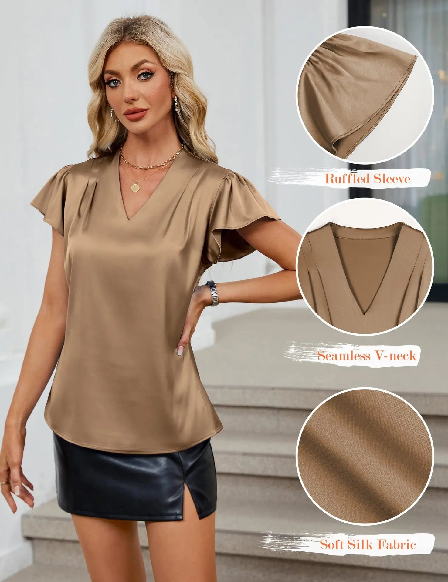 2026 Fashion Summer Casual Shirts Office Lady Tops Mujer Elegant Simple Chiffon Blouse Women Short Sleeve V-Neck Woman Clothes