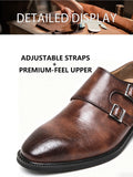 Classic Retro Dress Men's Monk Leather Shoes With Pointed Toe Buckle Business Office Wedding Comfortable Men's Oxfords Shoes