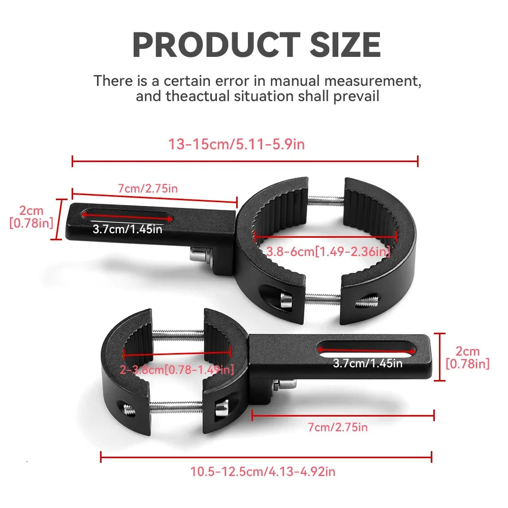 Universal Motor Light Mounting Bracket Auxiliary Light Bar Tube Clamp 22-38/38-64mm for Motorcycle Scooter Mountain Bike ATV UTV