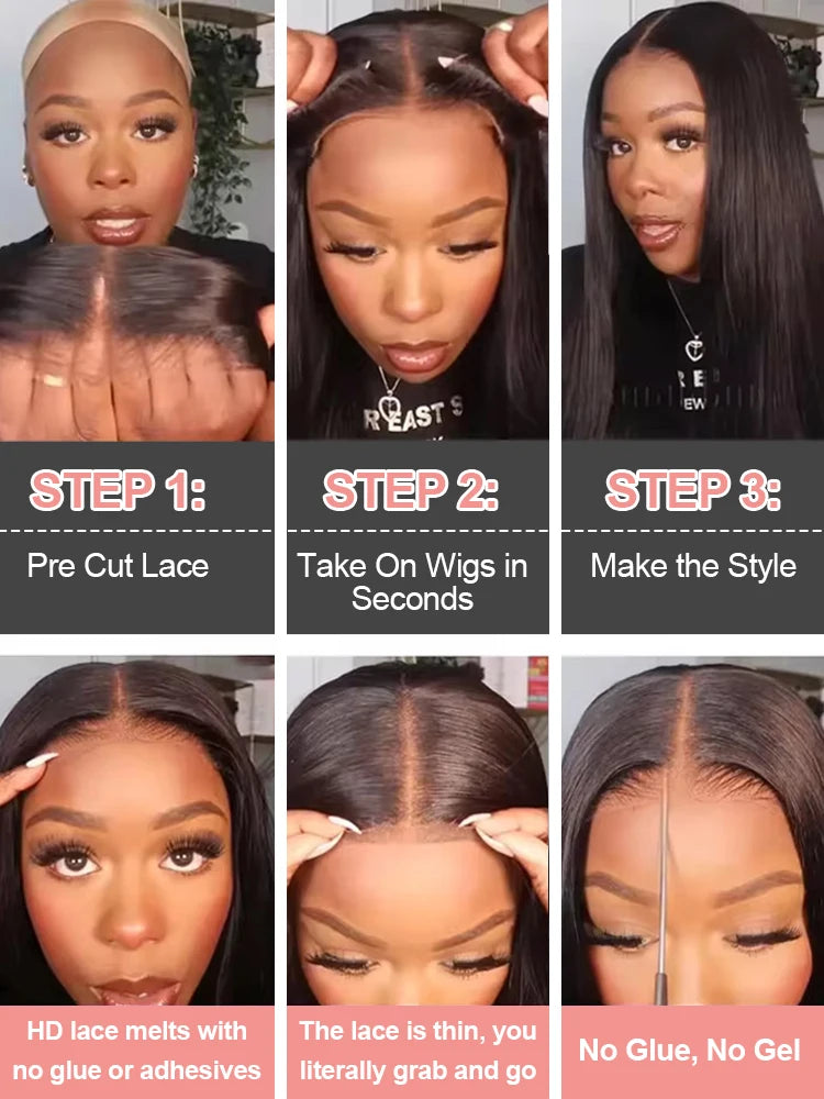 Peruca lace frontal ready to wear cabelo humano liso HD - pronto a usar