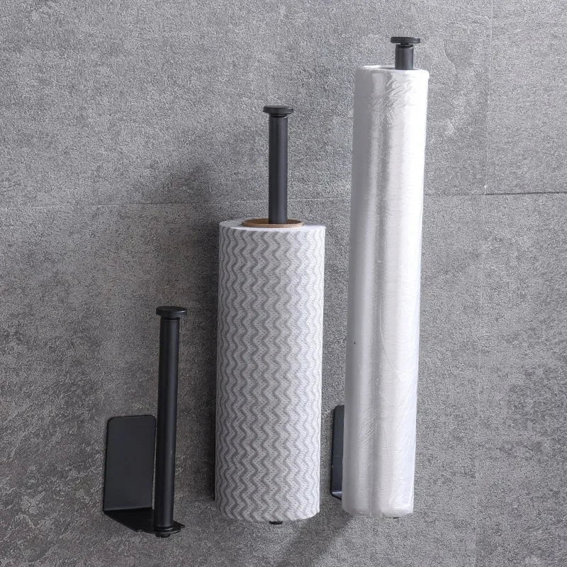 Stainless Steel Paper Towel Holder Self Adhesive Toilet Roll Paper Holder No Punching Kitchen Bathroom Length Storage Rack