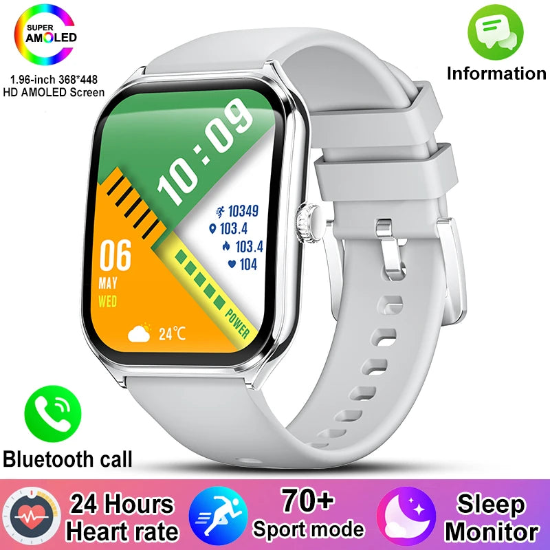 New For OPPO Ultra Thin Smart Watch Men Woman 1.96" HD AMOLED 70+Sports Mode Health Monitor Bluetooth Call Waterproof Smartwatch