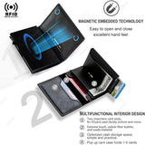 Magnetic Credit Card Holder Luxury Men's Wallet RFID Blocking Pop Up Minimalist Wallet Leather Bank Card Holder Case Vallet for Men