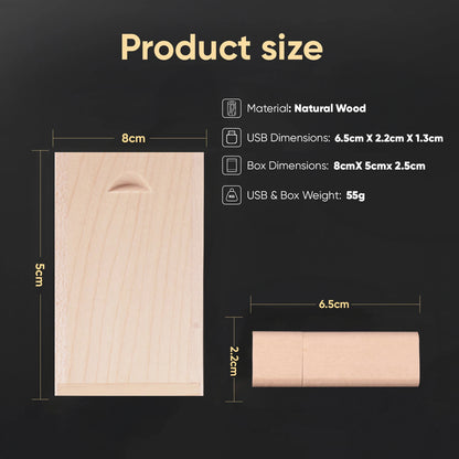 Wooden USB Flash Drive 10PCS/LOT Pen Drive 4GB 8GB 16G 128G Wedding Gift Memory Stick Box U Disk Free Custom LOGO Pen drive 64gb