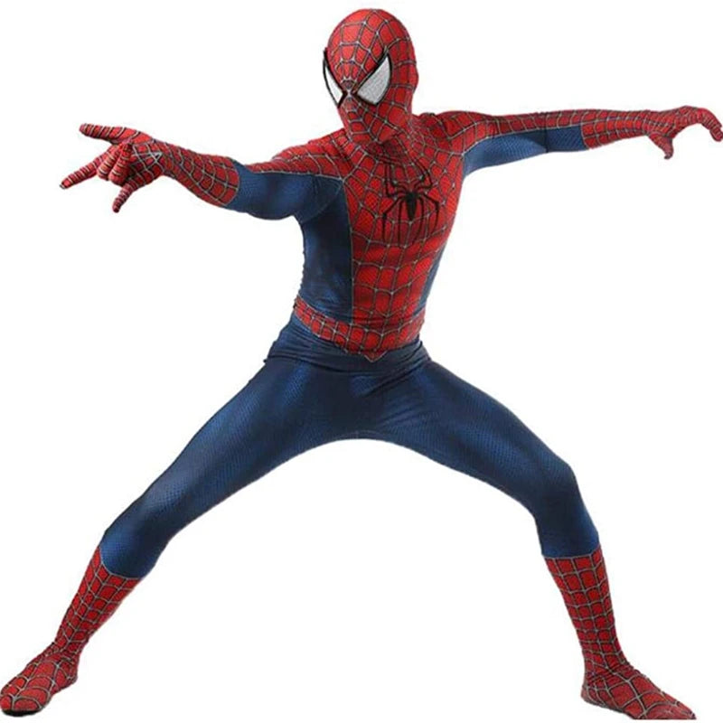 Tobey Maguire Spiderman Costume Black/Red Raimi Spider Man Cosplay Superhero Zentai Suit Halloween Costumes for Adults