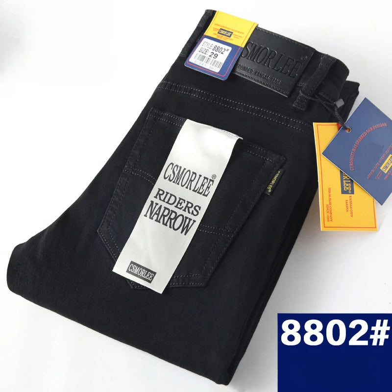 Csmor Lee Men's Jean Autumn Winter Loose-fit Straight-leg Trendy Pants Casual Denim Trousers Men Classic Stretch Jeans Fashion