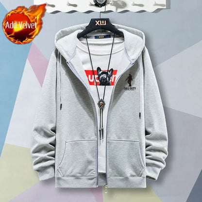 Male Clothes Hooded Sweatshirt for Men Blue Slim Fit Hoodies Full Zip Up Pastel Color S Winter No Brand Sweat Shirt High Quality