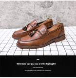 Pointed casual moccasins for men fringed slip-on men's shoes Beef soles bean boat shoes Fashion hair stylist fashion shoes