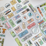 8pcs Pencils Erasers Pens Clips Stationery Themed Stickers Handbook DIY Notebooks Dairy Pens Students' Back-to-School Gifts