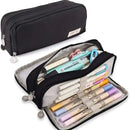 Black Pencil Pouch Stationery Holder Bag Gift Case Pen Ruler Organizer School Student Supplies Canvas Zipper Open Cosmetic Bag A