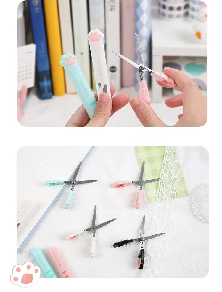 4Style Portable Folding Cat's Paw Scissors Stainless Steel Art Tool Multi-Function Pen-Shaped Scissors for Handbooks  Office Use