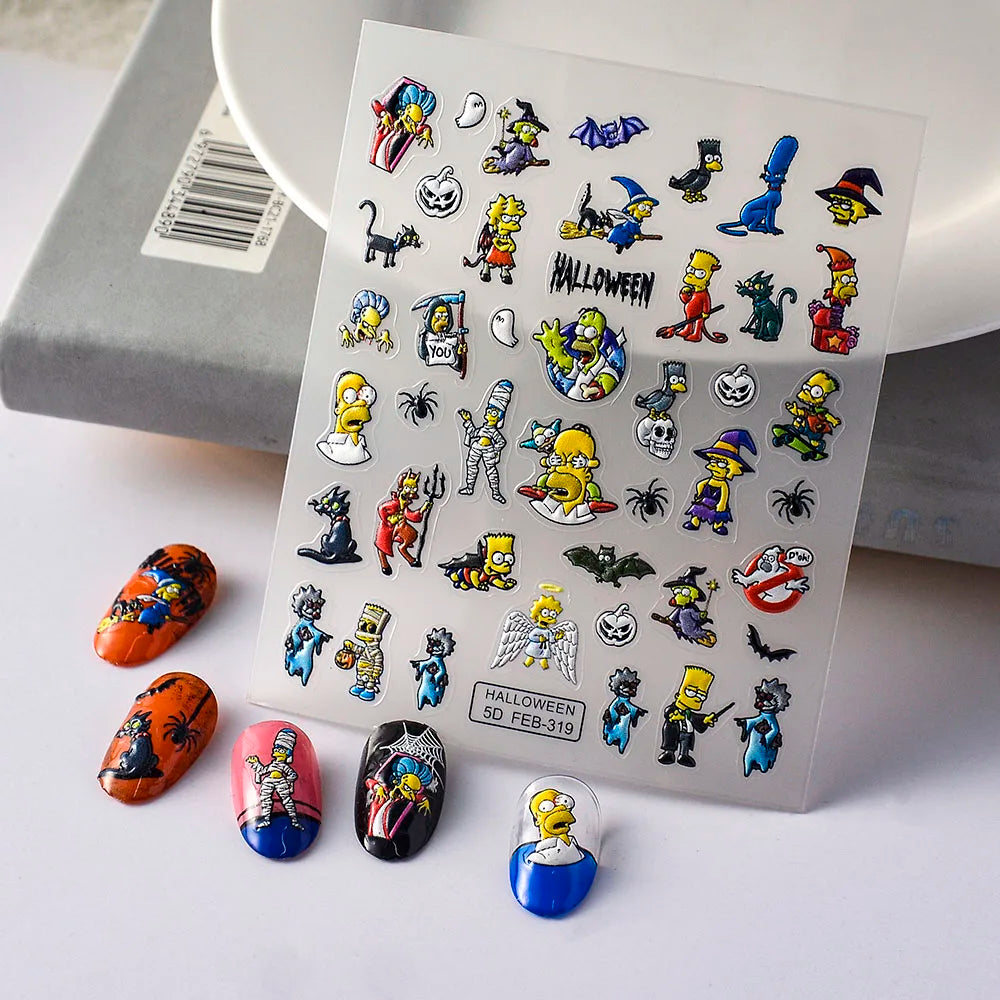 Sanrio Anime 5D Nail Stickers Hello Kitty Kurome Cartoon Stickers Nail Decoration Cute Melody Nail Art Decals Nail Art Supplies