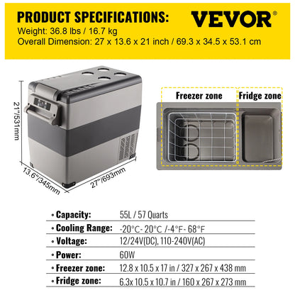 SucceBuy 20L 22L 35L 45L 55L Car Refrigerator Mini Fridge Freezer Portable Compressor Cooler 12/24V DC 110-240V Ice Box