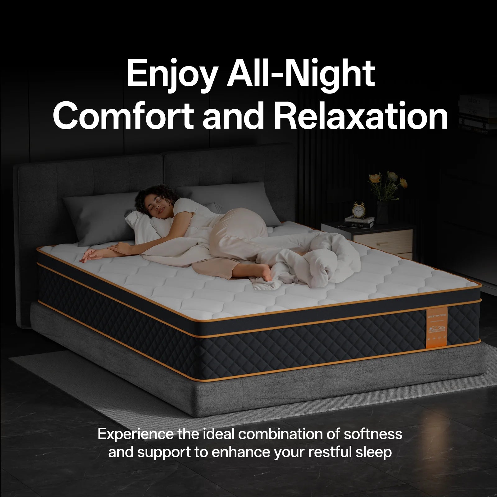 CD01 Mattress, 7 zones, H3 Hardness with Breathable 3D Fabric, Adaptive Foam, and Double-sided Design for Year-round Comfort,