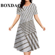 2026 Summer New Design Women's Dresses Casual Ethnic Style Pattern Geometric Splicing 3D Print Dress Short Sleeve Plus Size 9XL