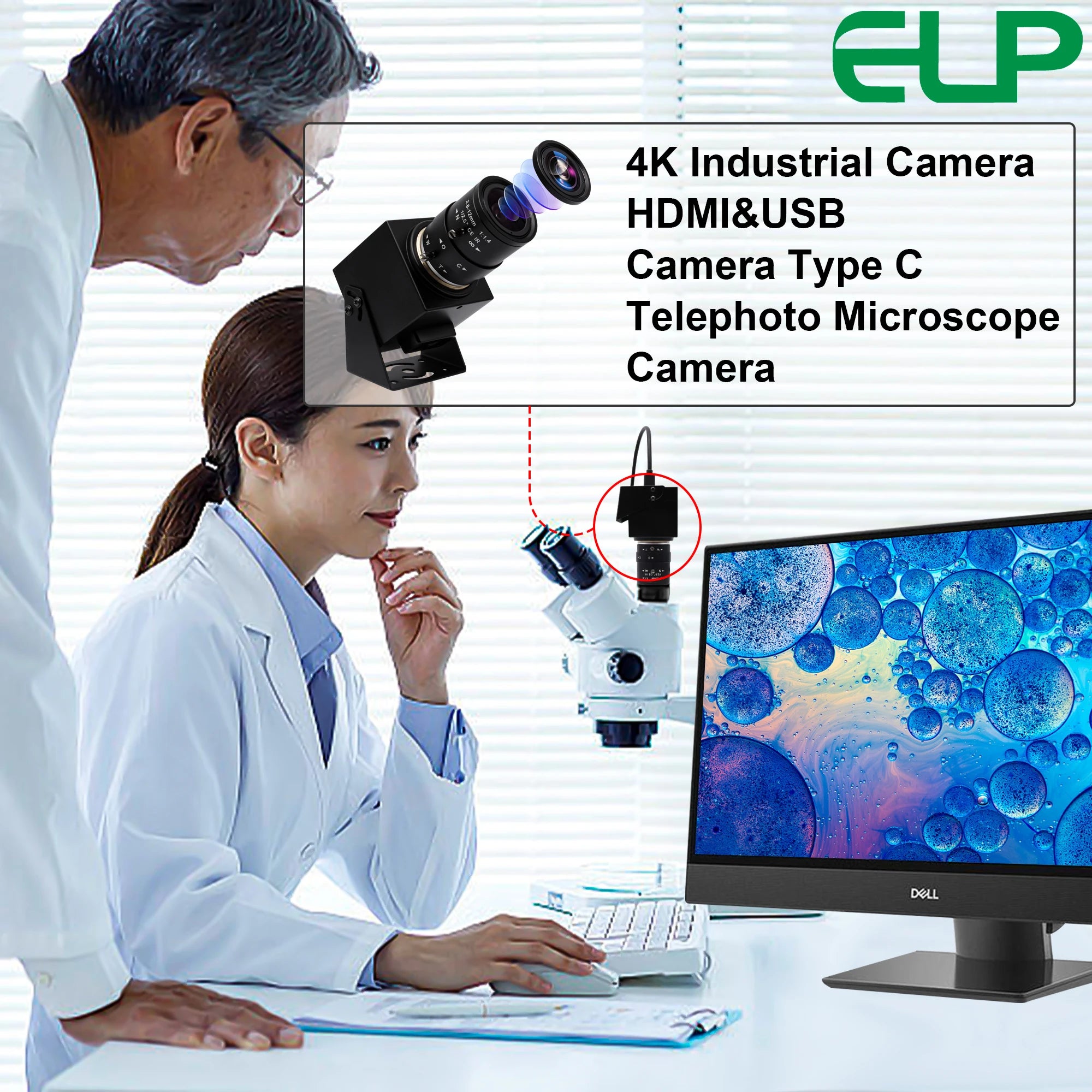 ELP 4K HDMI Camera H.264 Video Conference USB Camera with 2.8-12mm Manual Zoom Lens IMX415 Industrial CCTV Camera for Windows
