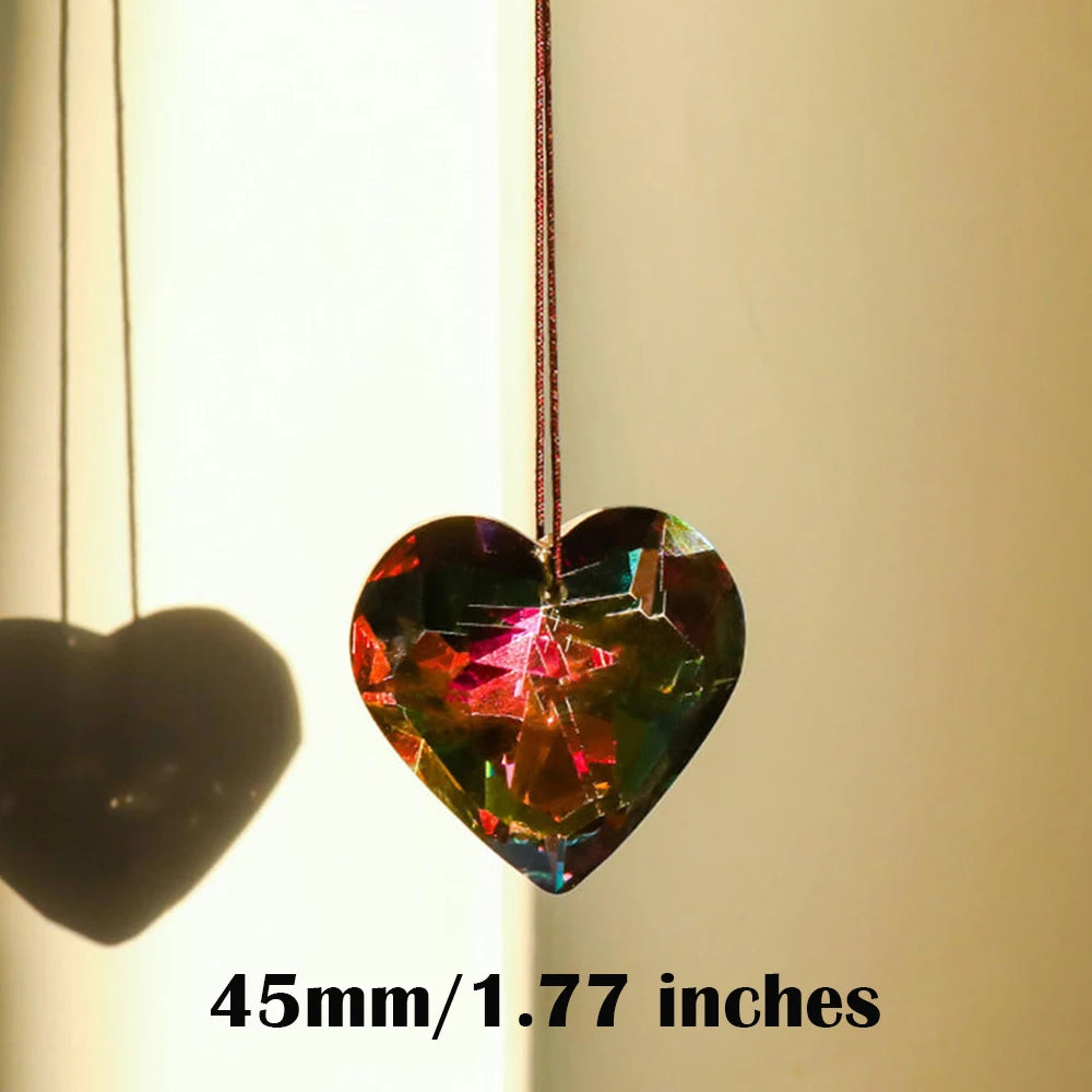 45mm Hanging Heart Suncatcher Prism Pendant Crafts for Home Office Garden Decoration Rainbow Maker Window Pendant 2025 Xmas Gift