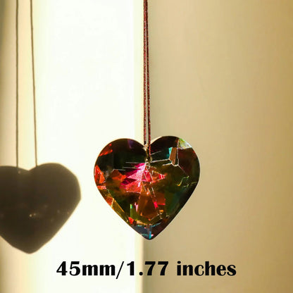 45mm Hanging Heart Suncatcher Prism Pendant Crafts for Home Office Garden Decoration Rainbow Maker Window Pendant 2025 Xmas Gift