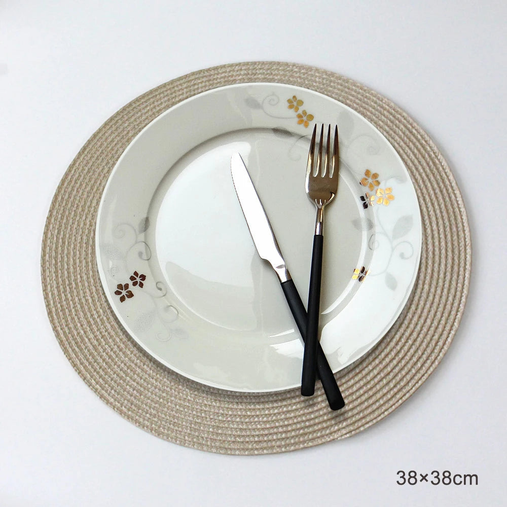Round Placemats Set, Braided Circle Place Mat, Washable Table Mats for Kitchen Dining Table, Mixed Color Non-Slip Place Mats