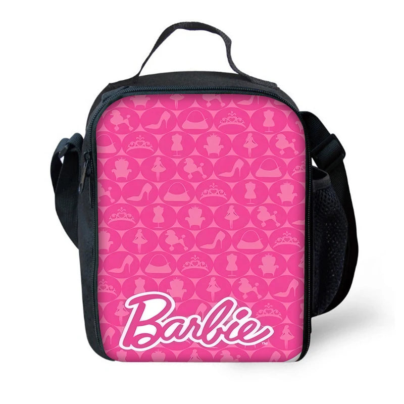 Cartoon Dolls 3 pcs set Child School Backpack with Lunch Bags Pencil Bags B-Barbies School Bags for Boys Girls Best Gift