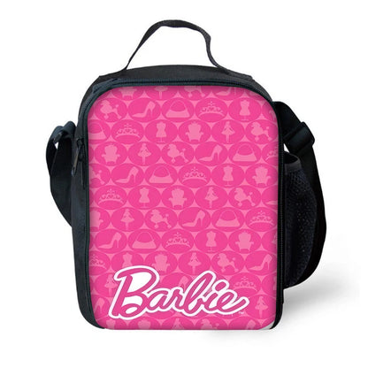 Cartoon Dolls 3 pcs set Child School Backpack with Lunch Bags Pencil Bags B-Barbies School Bags for Boys Girls Best Gift