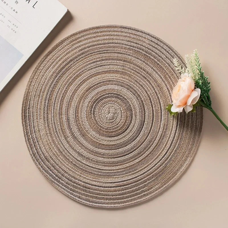 Placemats for Dining Table 1PC Linen cotton woven non-slip ironing placemat teacup mat Round plate mat flower mat kitchenware