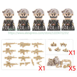 Military Special Forces Action Figure Building Blocks Ghillie Suit Weapons Sniper SWAT Ghost KSK Police Bandit Boy Toy Gift F029