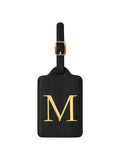 PU Leather Luggage Tag for Travel - Durable Suitcase ID Tag with Privacy Cover & Name Card Slot (A-Z) liu