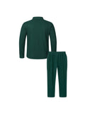 Men's Textured 2 Piece Outfits Lapel Collar Button Down Shirt Jacket & Drawstring Pants Set Casual Streetwear Tracksuit