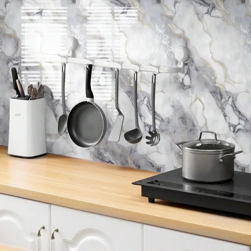 Aluminum Foil Bottom Imitation Tile Wall Stickers Kitchen Bathroom Decor Damp Proof Marble Pattern Foam Self-adhesive Wallpaper
