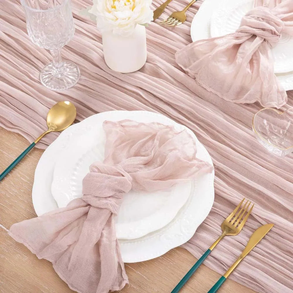 Set of 12 Gauze Cheesecloth Napkins Cloth Bulk Dinner Table Napkins for Home Wedding Valentine's Party Event Table Decoration