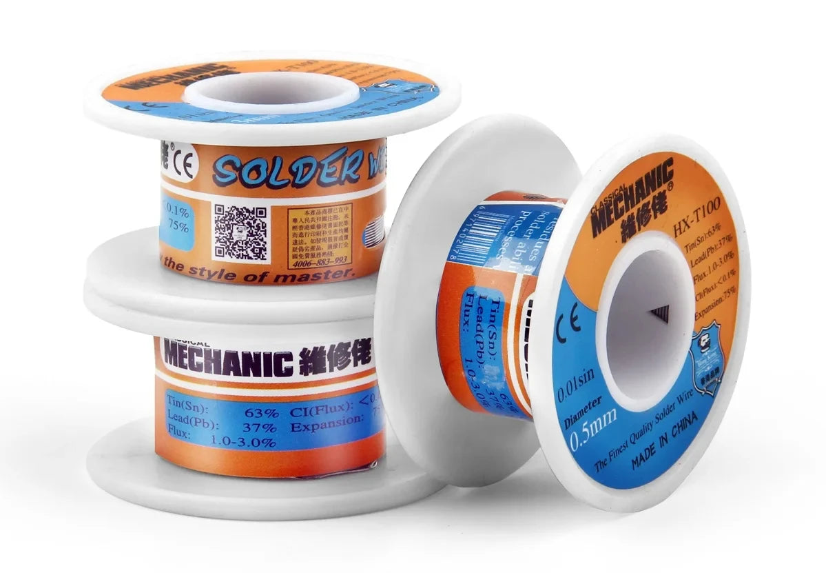 Alambre de soldadura mecánico HX-T100 con núcleo de resina suave, 50 g, 0,3 mm, 0,4 mm, 0,5 mm, 0,6 mm, 0,8 mm, 1 mm y 1,2 mm, para reparación de iPhone y Samsung.