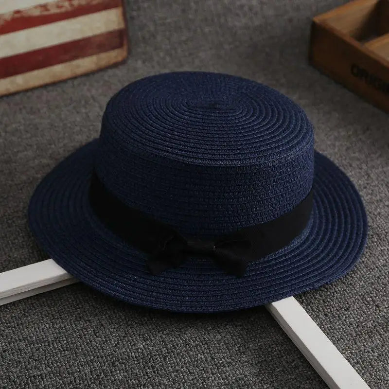 High Quality Flat Top Boater Sun Hat Straw Hat For Men & Women Summer Travel & Beach With Wide Brim UV Protection