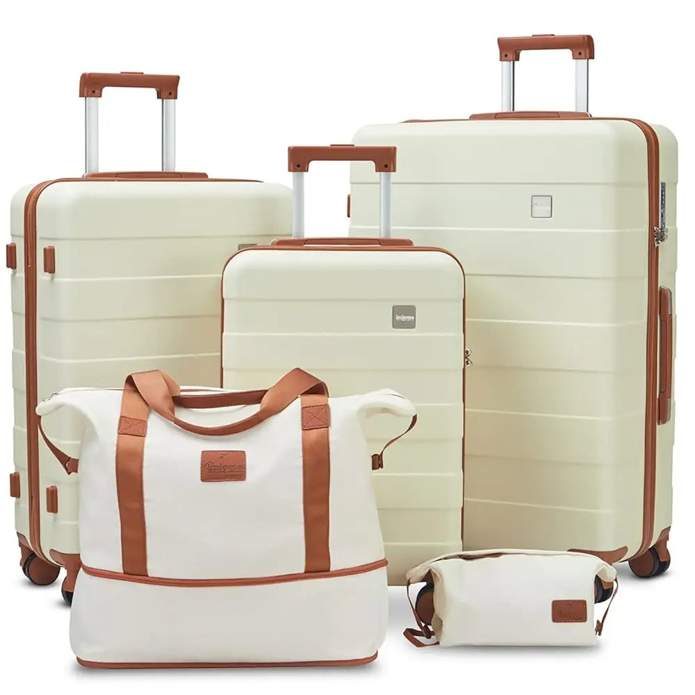 imiomo Travel Luggage Sets 5-Piece, Lightweight Durable Suitcase with Duffel Bag and Toiletry Bag, TSA Lock, Spinner Wheels