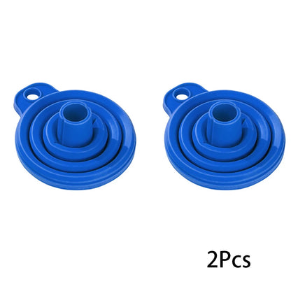 Funil dobrável para motor de carro, 2 peças, silicone, líquido, arruela, óleo de motor, ferramentas de mudança de gasolina para motocicleta, acessórios de carro