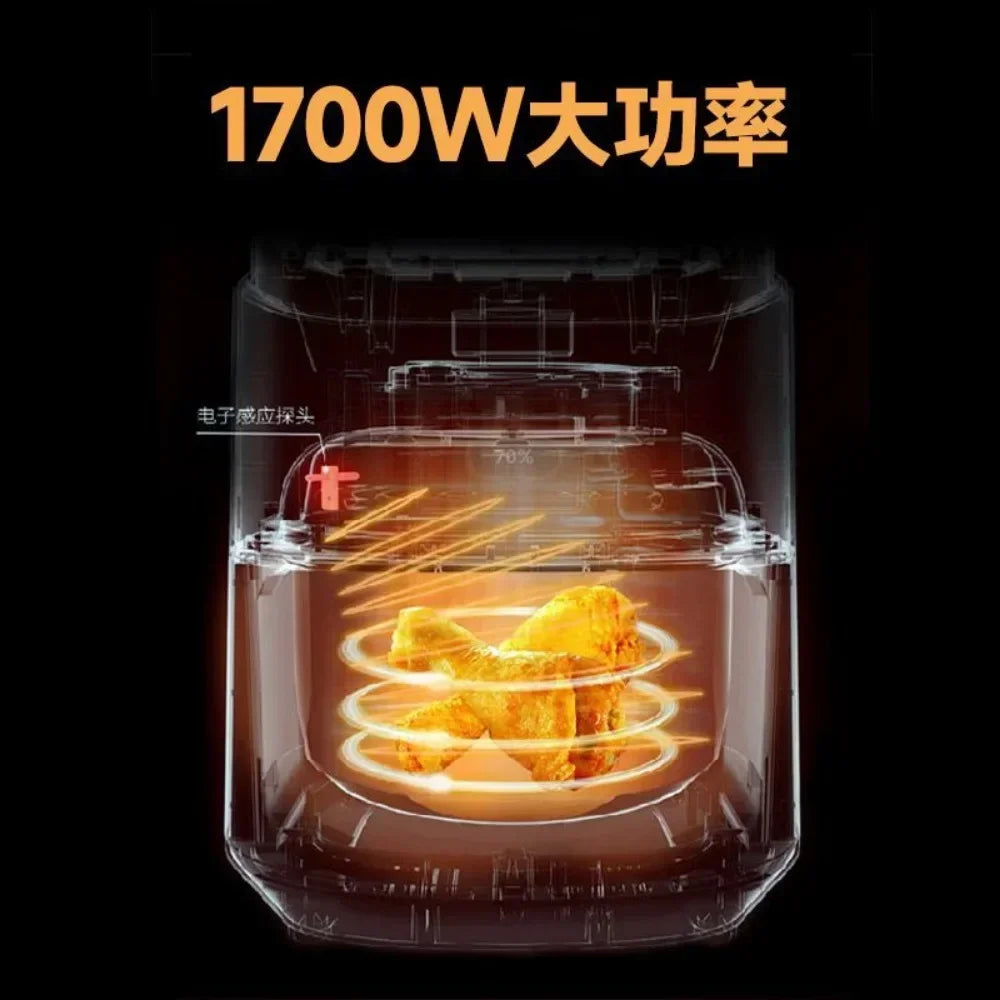 10.5L large capacity air fryer with visible window, stainless steel shell, intelligent touch version, household oil fryer 220V