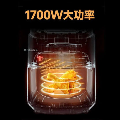 10.5L large capacity air fryer with visible window, stainless steel shell, intelligent touch version, household oil fryer 220V