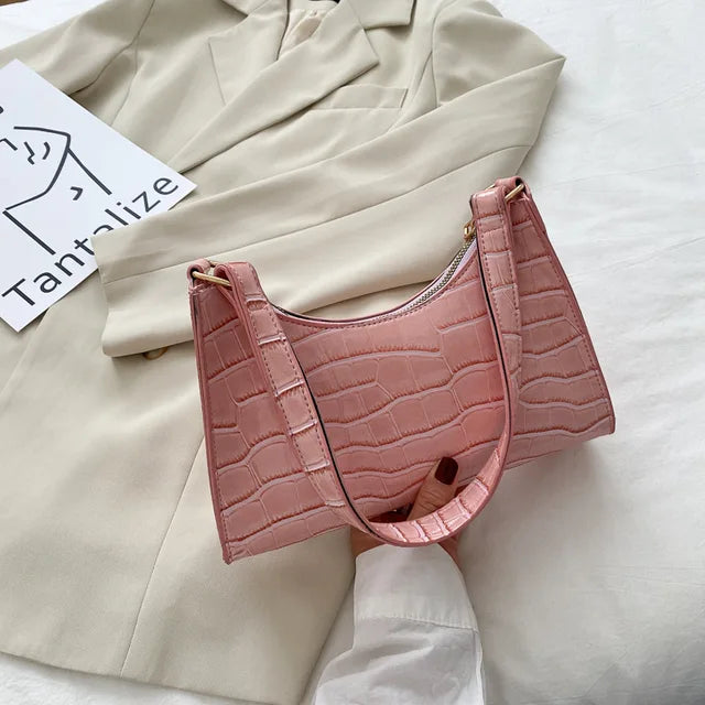 Retro Alligator Pattern PU Leather Handbags for Ladies, Female Small Purse, Armpit Shoulder Bags, High Quality Clutch Totes Bag 