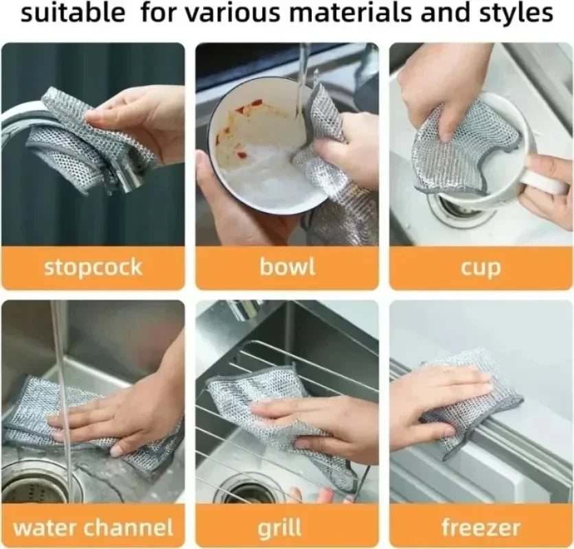 1-20 paños de limpieza mágicos de alambre de acero metálico de doble cara gruesos para cocina, vajilla, ollas, toallas, herramientas de limpieza