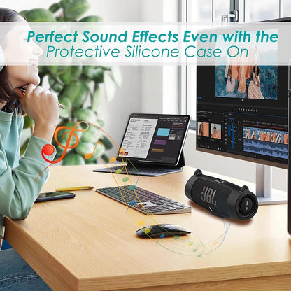 Newest Bluetooth Speaker Case Soft Silicone Cover Skin With Strap Carabiner for JBL Charge 5 Wireless Bluetooth Speaker Bag