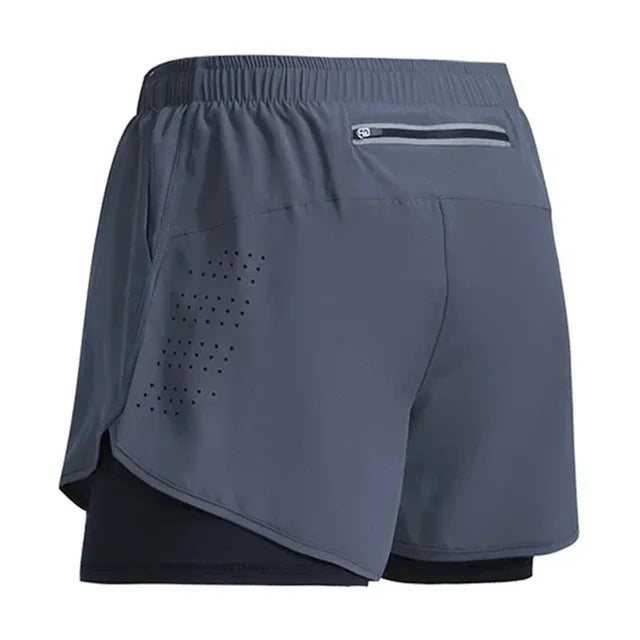 Calções de treino de fitness Quick Dry masculino, ginásio, corrida para praia, deck duplo, roupa desportiva de exterior 2 em 1, novo para verão, 2022